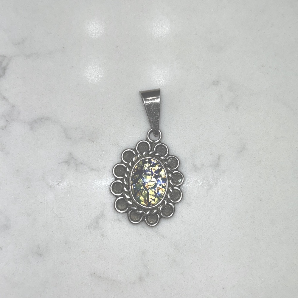 Sterling silver Dichroic glass pendant